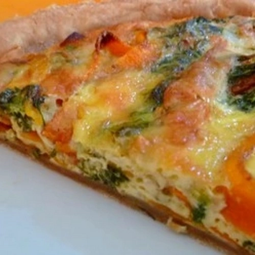 quiche aux carottes et leurs fanes à la fourme d'Ambert